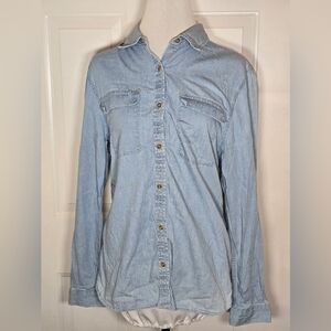 Forever 21 Light Blue Denim Button Long Sleeve Shirt Large